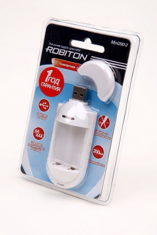 ЗАРЯДНОЕ УСТРОЙСТВО ROBITON MINI200-2 200mAh USB