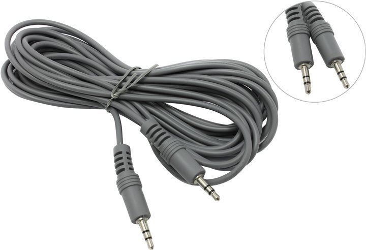КАБЕЛЬ ДЖЕК 3,5 - ДЖЕК 3,5 5М SMARTBUY серый