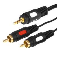Кабель 2RCA - джек 3.5мм 5 м, позолоченные контакты, Rexant